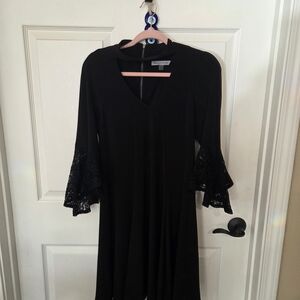 Elegant Black Lace Sleeve Dress